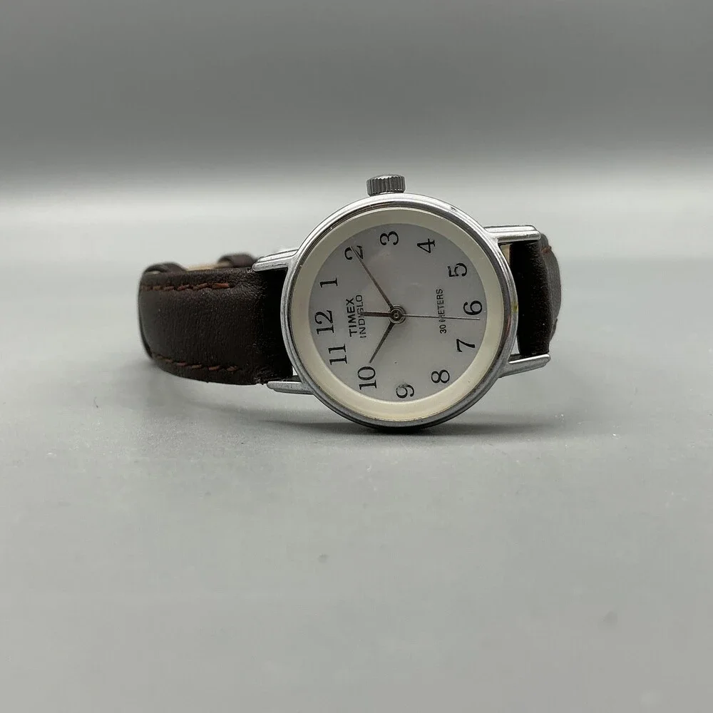 Timex Indiglo WR 30M Womens Watch 23mm Cream Dial Brown Leather New Battery